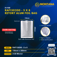 (4190) RAF130200 - 5 X 8 RETORT ALUM FOIL BAG