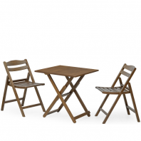 DAILY QUEST Foldable Dining Set (1 + 2) Daily SQ Folding Table + Quest Folding Chair Walnut
