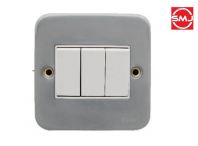 Wilco W1383/0 / W 1383/0 3 Gang 1 Way Metalclad Switch