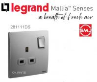 Legrand 281111DS/ 281111DSMY Mallia Senses 13A 1 Gang Switch Socket (Dark Silver)