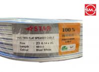 Star 23/0.14 x 2 Core PVC Twin Flat Speaker Cable/ Twin Flat Cable/ Twin Flat PVC Cable (Blue/ White)