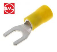 SVS 5-5/ SVS5-5 Vinyl Insulated Spade Terminal/ PVC Insulated Spade Fork Lug Terminal/ Insulated Crimp Spade Connector/ Ring Terminal/ Terminal Lug (Yellow)