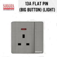 Megaman YTZ8 13A 1 Gang Big Button Neon Switch Socket (Grey)