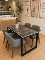 Sintered Stone Table Set Black Bass
