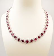 Red Unheated Total Weight 20ct Oval Rubies Necklace