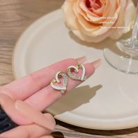 LOVE FLOWER PEARL DIAMOND EARRINGS �ٴ����ʰ��Ļ�����ʯ����