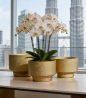 Top Gold Ceramic Pots Supplier Malaysia  PC1247-19822-3GD �������ǽ�ɫ�������� Borong Pasu Bunga Emas Malaysia