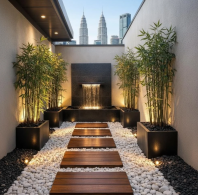 Modern Zen Courtyard Water Feature Landscape Malaysia ���������ִ�����ͥԺˮ������ Landskap Ciri Air Halaman Zen Moden Malaysia