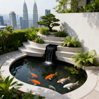 Luxury Outdoor Water Fountain with Fish Pond Malaysia �������Ǻ���������Ȫ����� Air Pancut Luaran Mewah dengan Kolam Ikan Malaysia