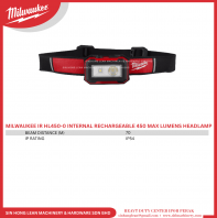 MILWAUKEE IR HL450-0 INTERNAL RECHARGEABLE 450 MAX LUMENS HEADLAMP