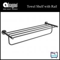 Abagno TR-6162-BN 600mm Stainless Steel Towel Shelf With Rail - Black Nickel