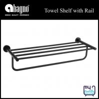Abagno TR-6162-MB 600mm Stainless Steel Towel Shelf With Rail - Matt Black