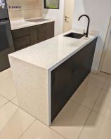Kitchen Cabinet with Island Table | Black & White