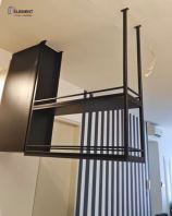 Ceiling mounted kitchen shelves