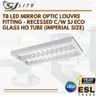 SJLITE T8 LED MIRROR OPTIC LOUVRE FITTING - RECESSED C/W SJ ECO GLASS HO TUBE (IMPERIAL SIZE)
