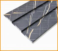 Queensfloor Wall Fluted Panel Low Square QFPLSS20-07 GOLDEN OBSIDIAN