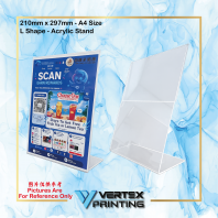 L Shape-Acrylic Stand 210mm x 297mm L Shape-Acrylic Stand 210mm x 297mm