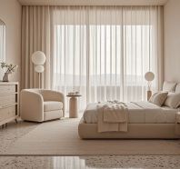 Soft Light Brown Non-Privacy Sheer Curtain for Living Room