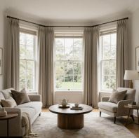 Custom Square Bay Window French Pleat Curtain for Elegant Homes in Kuala Lumpur, Selangor & Klang Valley