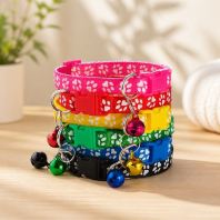 Adjustable Polkadot & Paw Bell Collar for Cats and Dogs | Colorful & Lightweight by Season Pets House