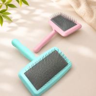 Petzqo Professional Slicker Brush for Dogs & Cats   Grooming Tool in Pink & Blue