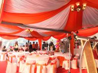 Arabian Canopy with Orange Scallop Arabian Canopy with Orange Scallop