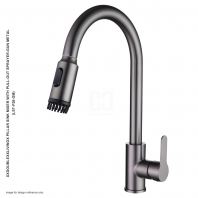 DOUBLE LIVINOX Pillar Sink Mixer With Pull Out Sprayer-Gun Metal LST-P26-GM