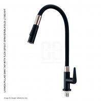 LIVINOX PILLAR SINK TAP WITH FLEXI SPOUT SPRAYER BLACK / GOLD LT-BG101F