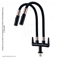 LIVINOX PILLAR SINK TAP DOUBLE FLEXI SPOUT SPRAYER BLACK / GOLD LT-BG132DF