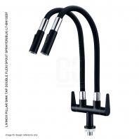 LIVINOX PILLAR SINK TAP DOUBLE FLEXI SPOUT SPRAYER BLACK LT-BK132DF