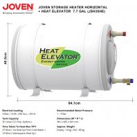 JOVEN STORAGE HEATER HORIZONTAL + HEAT ELEVATOR  7.7GAL JSH35HE