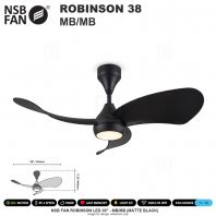 NSB FAN ROBINSON LED 38" MB/MB (MATTE BLACK)