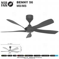NSB FAN BENNY 56" MB/MB (MATTE BLACK)