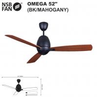 NSB OMEGA CEILING FAN 52" BK-MAHOGANY
