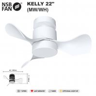 NSB KELLY DC CEILING FAN 22" MW-WH