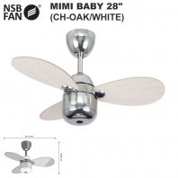 NSB MIMI BABY CEILING FAN 28" CH-OAK/WHITE