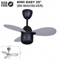 NSB MIMI BABY CEILING FAN 28" BK-MAH/SILVER