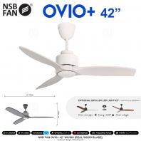 NSB FAN OVIO+ 42" WH/WH REAL WOOD BLADE