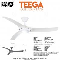 NSB FAN LED TEEGA 52" MW -MATT WHITE (OUTDOOR FAN)