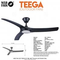 NSB FAN LED TEEGA 52" MB -MATT BLACK (OUTDOOR FAN)