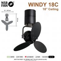 NSB FAN WINDY 18C MB/MB -MATT BLACK (WOOD BLADE)