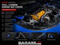 HONDA CIVIC FL5 TYPE R - MAD COMPOSITE full carbon MATTE / GLOSS engine bay cover with titanium screw