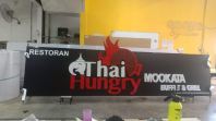 Creative 3D Red White Frontlit Signage for Restaurant Thai Hungry Mookata Buffet and Grill