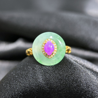 18K Gold Purple Jadeite Ring