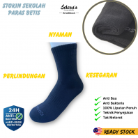 Selesa's Stokin Sekolah Hitam 6 in 1 Dalam Box Anti Bakteria Anti Bau Crew School Socks Paras Betis Unisex Boy Girl Sock Anti Odor