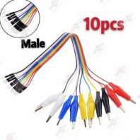 WSS(10pcs) Crocodile Clips with Male Pin Multi colour