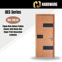 DES Series are doors that conveys a fresh and simple look for designing modern interiors DES 705 D1 Papua New Guinea Paldao Veneer with Black Anti-finger Print Decorative Laminate