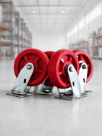 (Clearance) DENLY Heavy Duty Top Plate Solid Red Nylon Swivel Castor (Size 6")