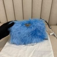 Prada Blue Faux Fur Pouch Bag- Preloved Luxury Bag