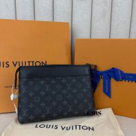 Louis Vuitton Monogram Eclipse Pochette Voyage Souple M82543- Preloved Luxury Bag